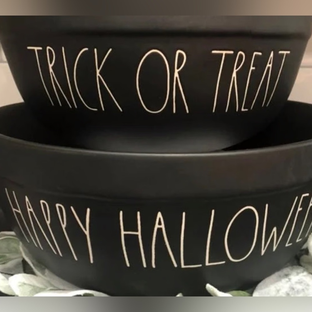 Rae Dunn Black Halloween Serveware Set bowl